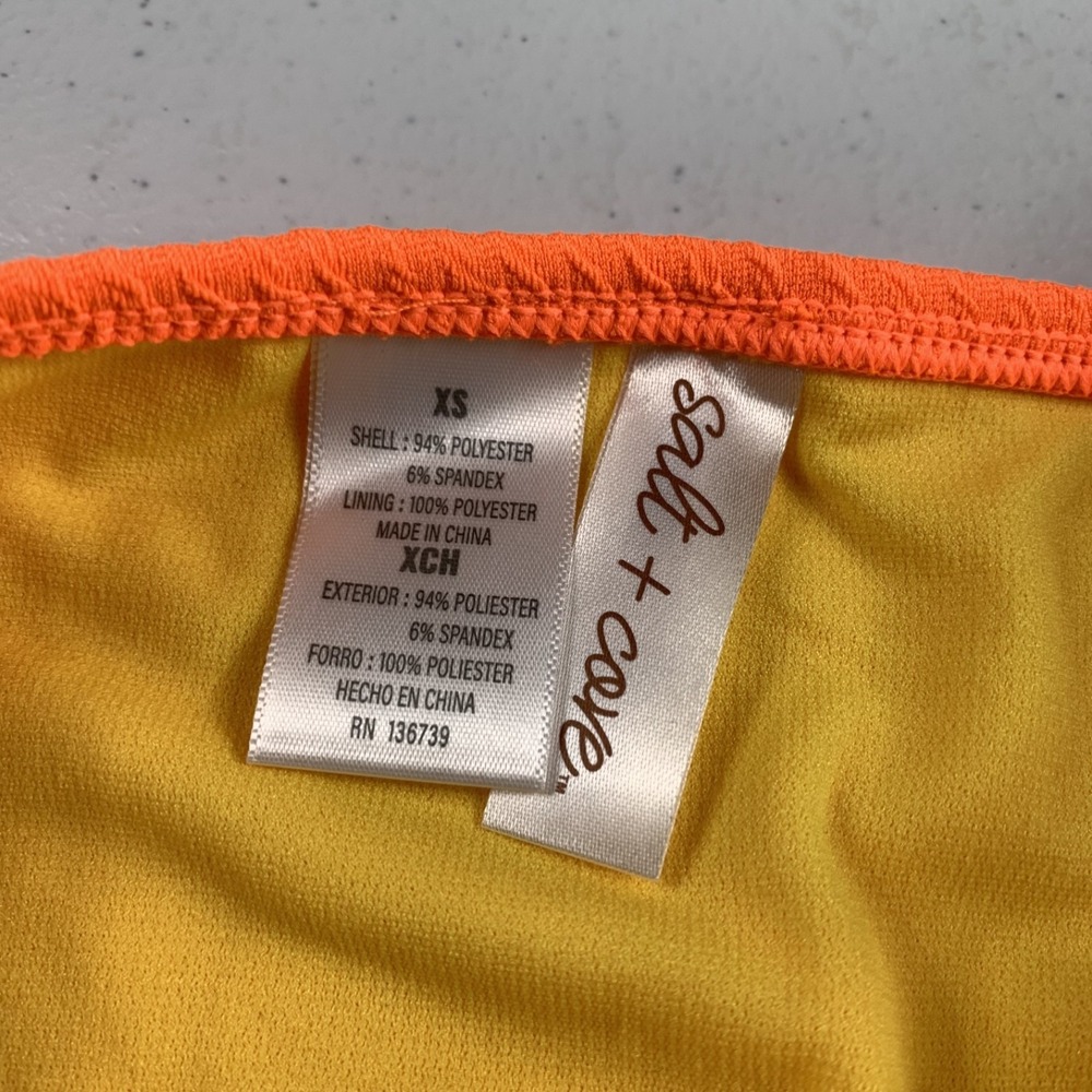 Salt + Cove Juniors Hipster Swim Bottoms Women's XS Orange Textured Tie Side NWT - Picture 4 of 6